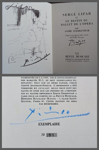 Picasso Hand Signed-Le destin du ballet d'opera-Serge Lifar and Pablo Picasso, 1971 di Pablo Picasso, Opera su carta in vendita su Singulart