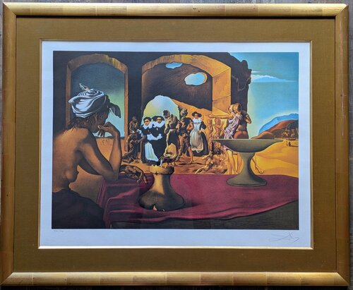 Slave Market with the Disappearing Bust of Voltaire-Hand-Signed Lithograph in Colors, 1982 by Salvador Dalí, 종이 for Sale on Singulart