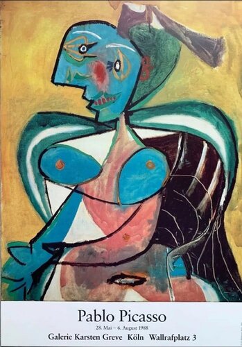 Lee Miller's Portrait - Vintage exhibiton lithographic poster, 1988 di Pablo Picasso, Opera su carta in vendita su Singulart