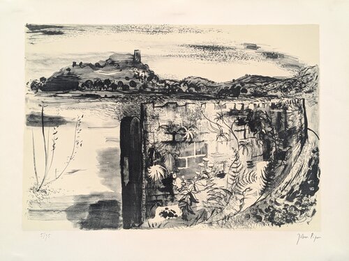 Dryslwyn Castle (Levinson 82), 1953-Hand-Signed Lithograph on Arches paper van John Piper, Werk op papier te koop op Singulart