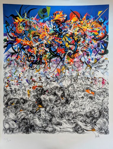 Composition - Hand-Signed Lithograph in colors by Raymond Moretti, Work on Paper for Sale on Singulart