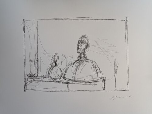 Bust of a man - Signed Lithographic impression di Alberto Giacometti, Opera su carta in vendita su Singulart