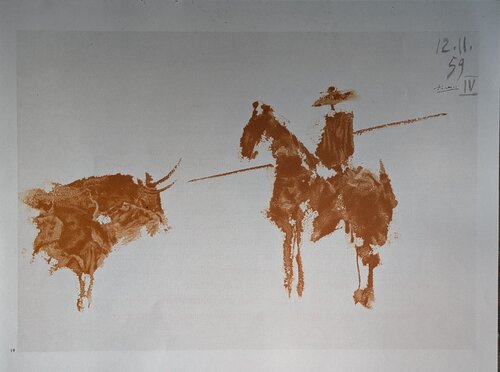 Helioengraving in Colors (A Los Toros) - Corrida Scene, 1961 par Pablo Picasso, Édition en vente sur Singulart