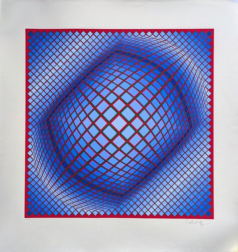 Hand-Signed Original Silkscreen in colors - Geomoetric Composition / Op Art / Kinetic Art di Victor Vasarely, Opera su carta in vendita su Singulart