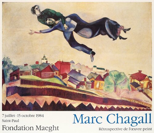 Above the city-Vintage poster in offset litograph, 1984 by Marc Chagall, Work on Paper for Sale on Singulart