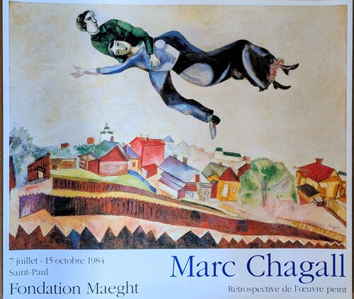 Above the city-Vintage poster in offset litograph, 1984 by Marc Chagall, Work on Paper for Sale on Singulart