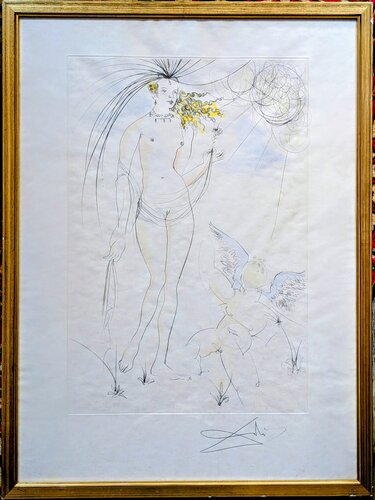 Salvador DALI-Venus et l'Amour, from Hommage à Albrecht Durer (Field 71-8-D; M&L 483b) - Hand-Signed Original Drypoint and Etching, 1971 van Salvador Dalí, Werk op papier te koop op Singulart