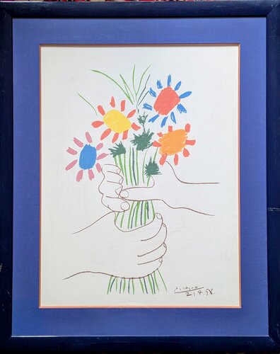 Pablo Picasso - Bouquet of Peace, Signed Lithograph in colors, 1958 di Pablo Picasso, Opera su carta in vendita su Singulart