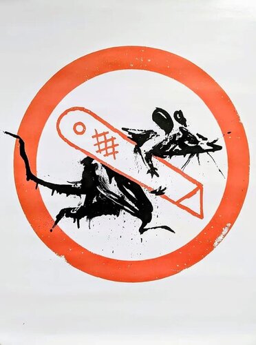 Banksy original art poster on satin paper-GDP Rat - Cut and Run, Banksy exhibition, 2019 by Banksy, Work on Paper for Sale on Singulart