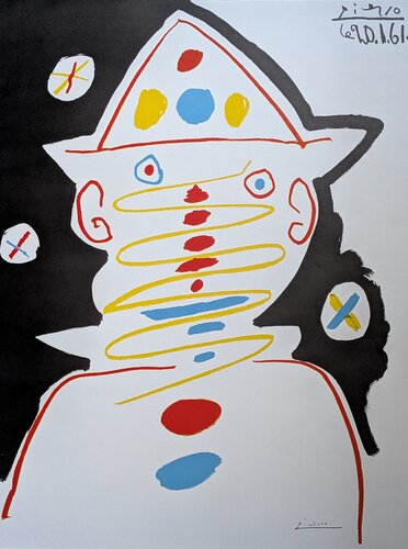 The Clown-Picasso for The Patriot-Color Lithograph after 1981 edition by Pablo Picasso, Work on Paper for Sale on Singulart