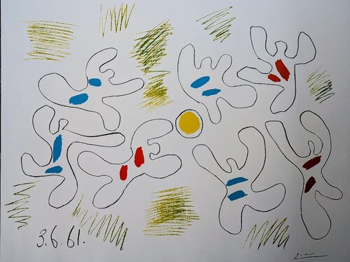 The Footballers-Picasso for The Patriot-Color Lithograph after 1981 edition by Pablo Picasso, Work on Paper for Sale on Singulart