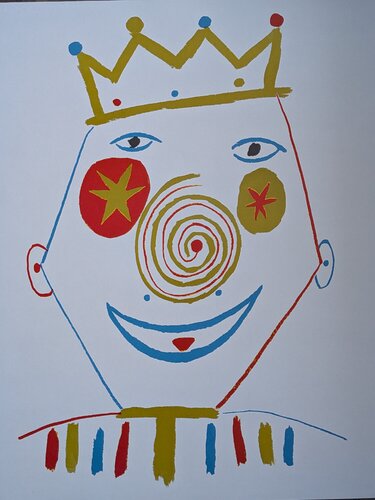 The Jester-Picasso for The Patriot-Color Lithograph after 1981 edition de Pablo Picasso, Obra en papel a la venta en Singulart