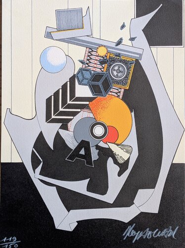 Abstraction - Hand-Signed color lithograph by Alain Le Yaouanc (1940) di Alain Le Yaouanc, Opera su carta in vendita su Singulart