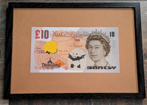 Banksy -  Panda with Pistols - Dismal 5 pounds note, Serigraph on canvas, 2015 by Banksy, Print for Sale on Singulart