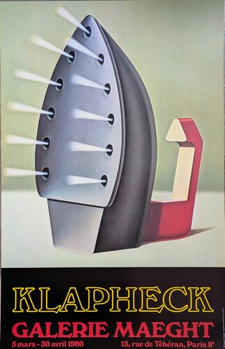 Klapheck - Flat Iron - Vintage original poster in offset lithograph, 1980 par Konrad Klapheck, Œuvre sur papier en vente sur Singulart