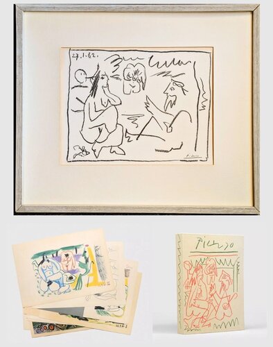 Pablo PICASSO - Les Dejeuners/The Picnic - Hand-Signed Original Lithograph, 1962 (Cramer, 118) van Pablo Picasso, Werk op papier te koop op Singulart
