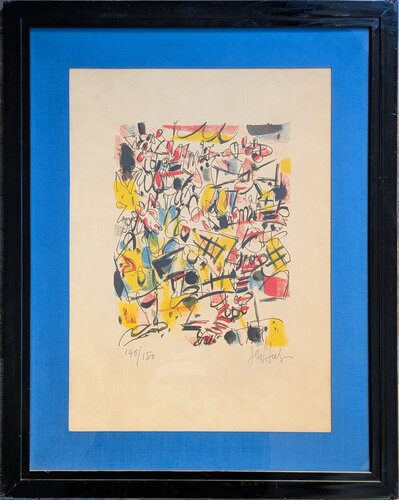 Hand-Signed Color Lithograph - Composition with clowns by Gen Paul, 1970s van Gen Paul, Werk op papier te koop op Singulart