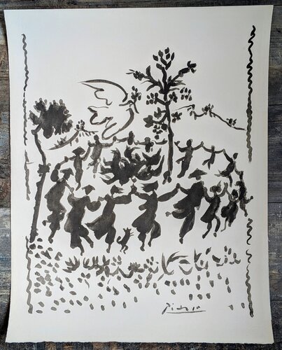 Limited edition signed lithograph by Pablo Picasso - The Dance of Peace, 1954 van Pablo Picasso, Werk op papier te koop op Singulart