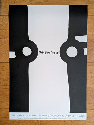 Hommage to Balenciaga - Vintage original lithographic poster for Chillida exhibition by Eduardo Chillida, Work on Paper for Sale on Singulart