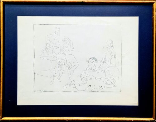 Pablo PICASSO - Danses, 1954 - Rare Lithographic crayon on Arches paper, 1954 van Pablo Picasso, Werk op papier te koop op Singulart