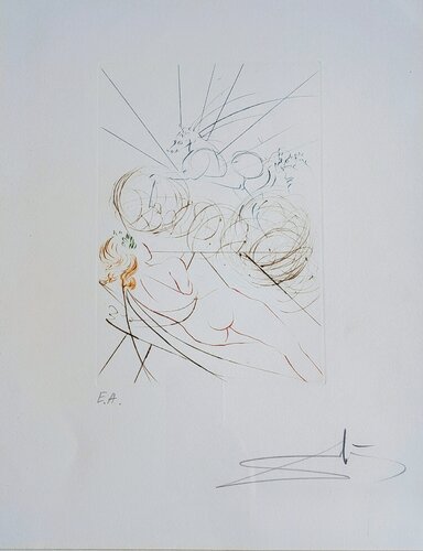 Salvador DALI - Hand-Signed Drypoint in colors-Woman and Horse, 1973 de Salvador Dalí, Obra en papel a la venta en Singulart