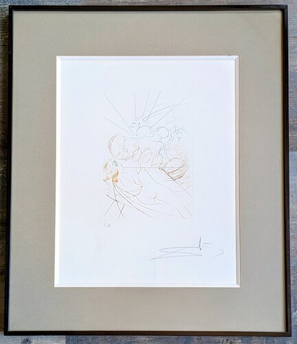 Salbador DALI - Hand-Signed Drypoint in colors-Woman and Horse, 1973 par Salvador Dalí, Œuvre sur papier en vente sur Singulart