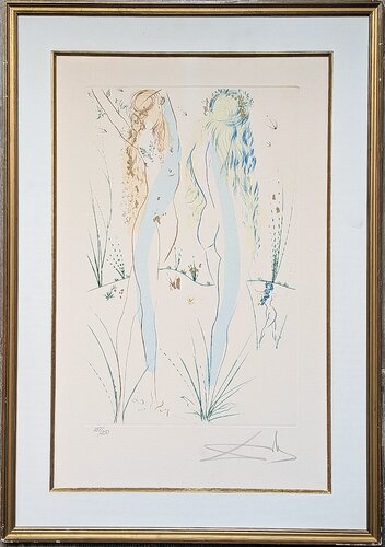 DALI - Original Hand-Signed Engraving with Gold Foil,  Return of the Shulamite" Song of Songs of Solomon, 1971 by Salvador Dalí, Work on Paper for Sale on Singulart
