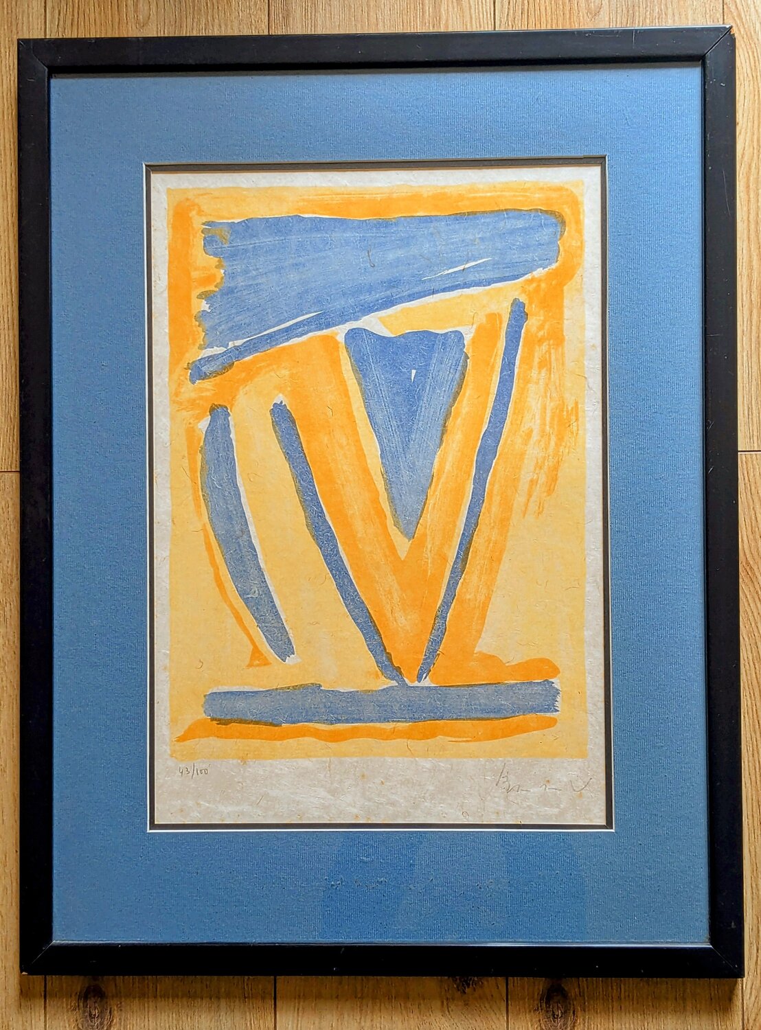 Bram Van Velde - Hand-Signed Original Lithograph - Abstraction in Yellow and Blue, 1970's Bram van Velde Werk auf Papier zu verkaufen