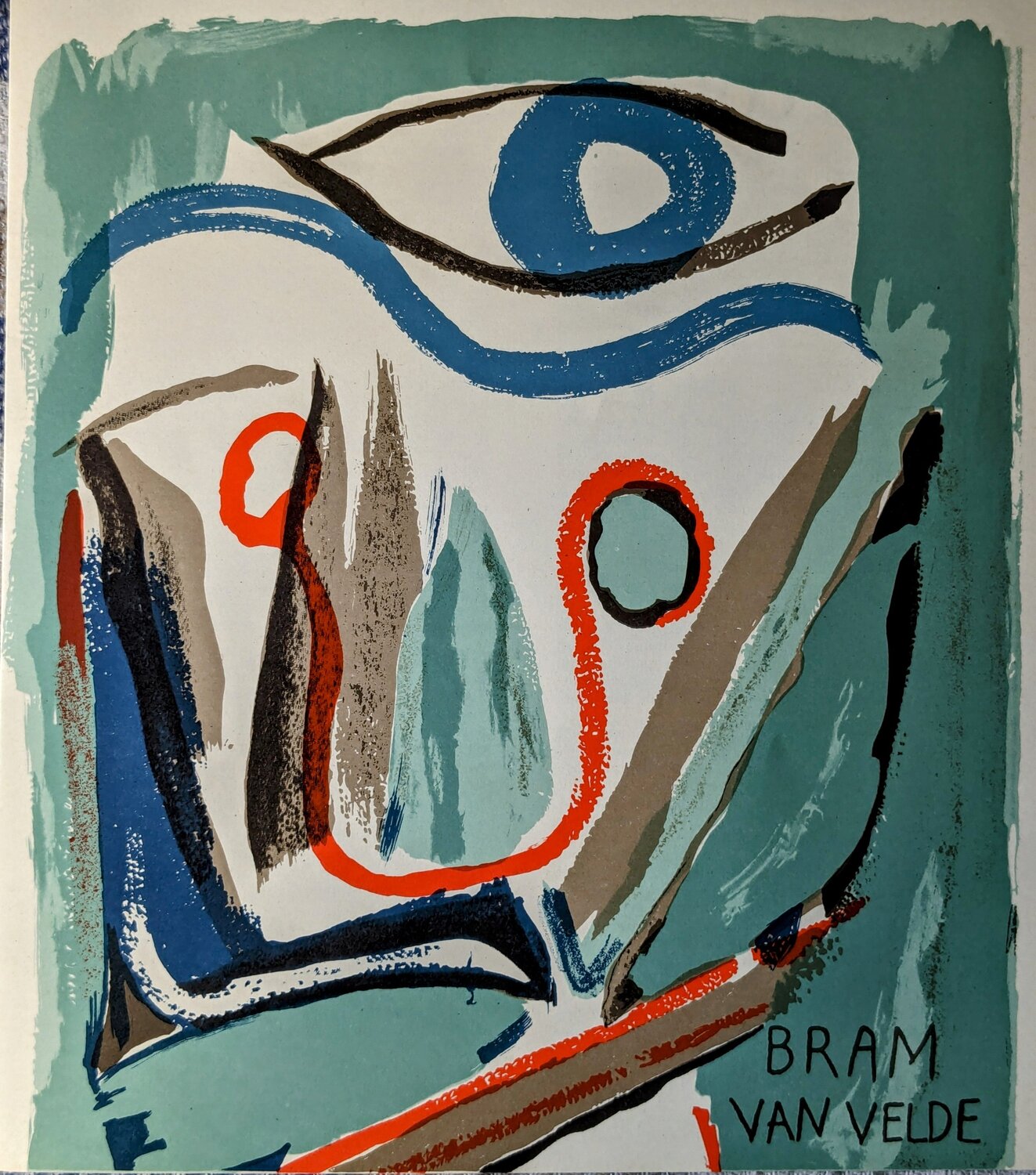 Signed Lithograph in colors - Abstract Portrait, 1953 Bram van Velde Werk auf Papier zu verkaufen