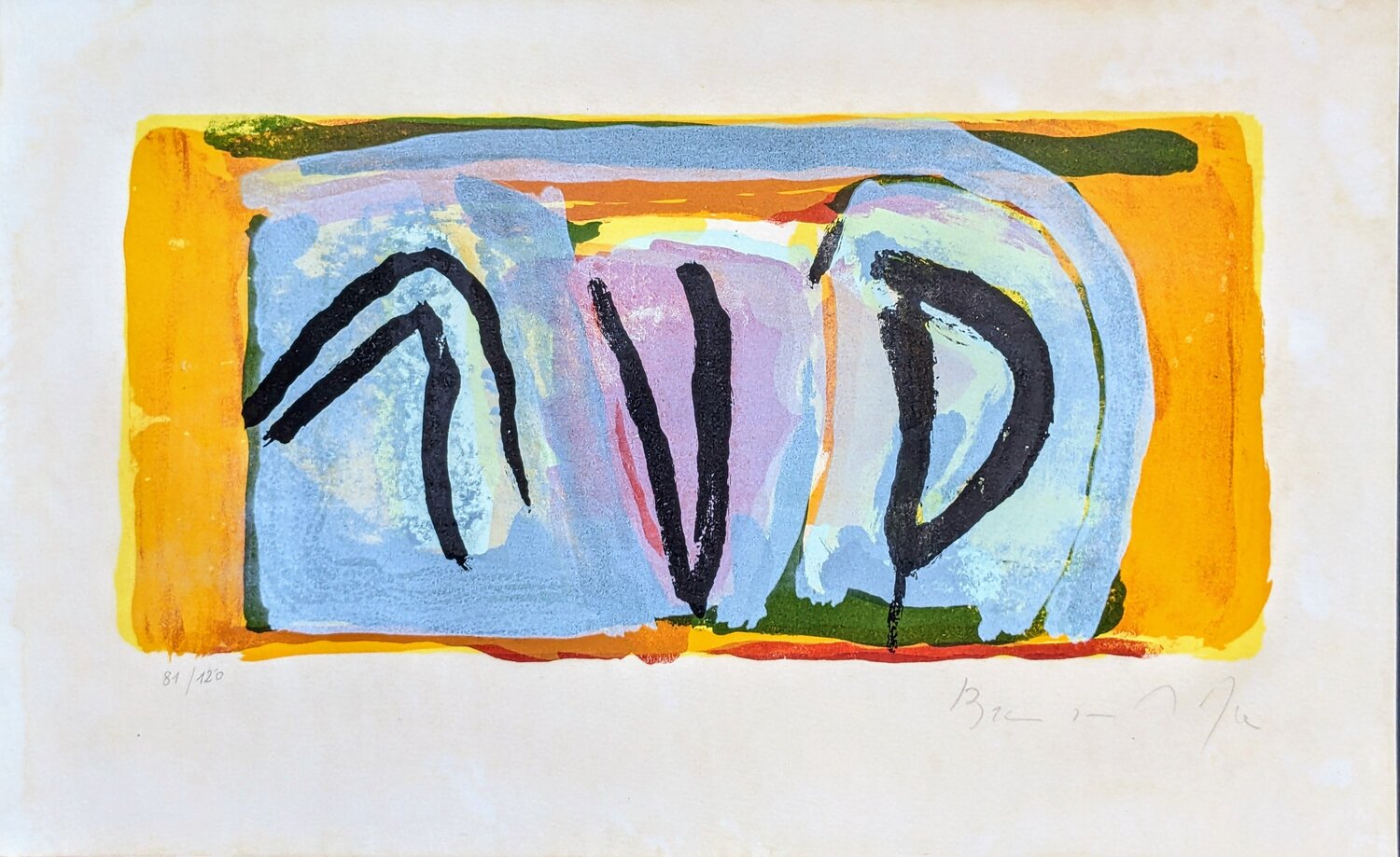 Hand-Signed Lithograph - Abstract Composition, 1973 Bram van Velde Werk auf Papier zu verkaufen