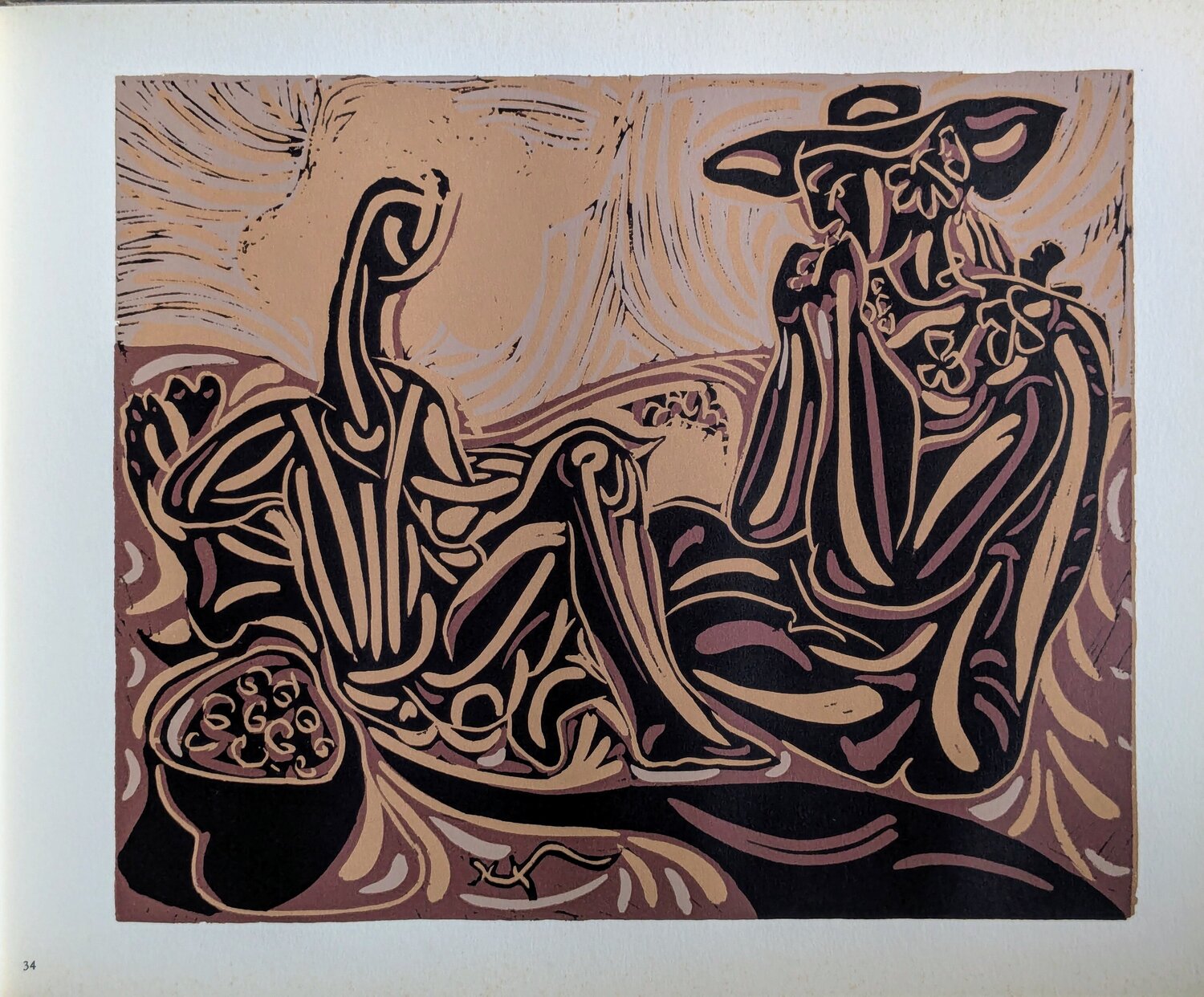 Dancers and Musician - Original Linocut, 1962 Pablo Picasso Werk auf Papier zu verkaufen