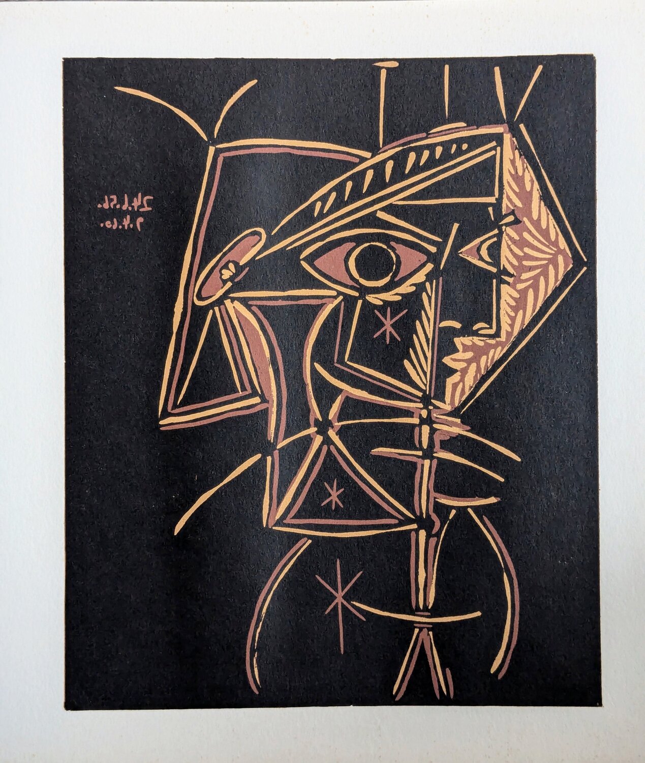 Portrait - Original Linocut in color,  1962 Pablo Picasso Werk auf Papier zu verkaufen