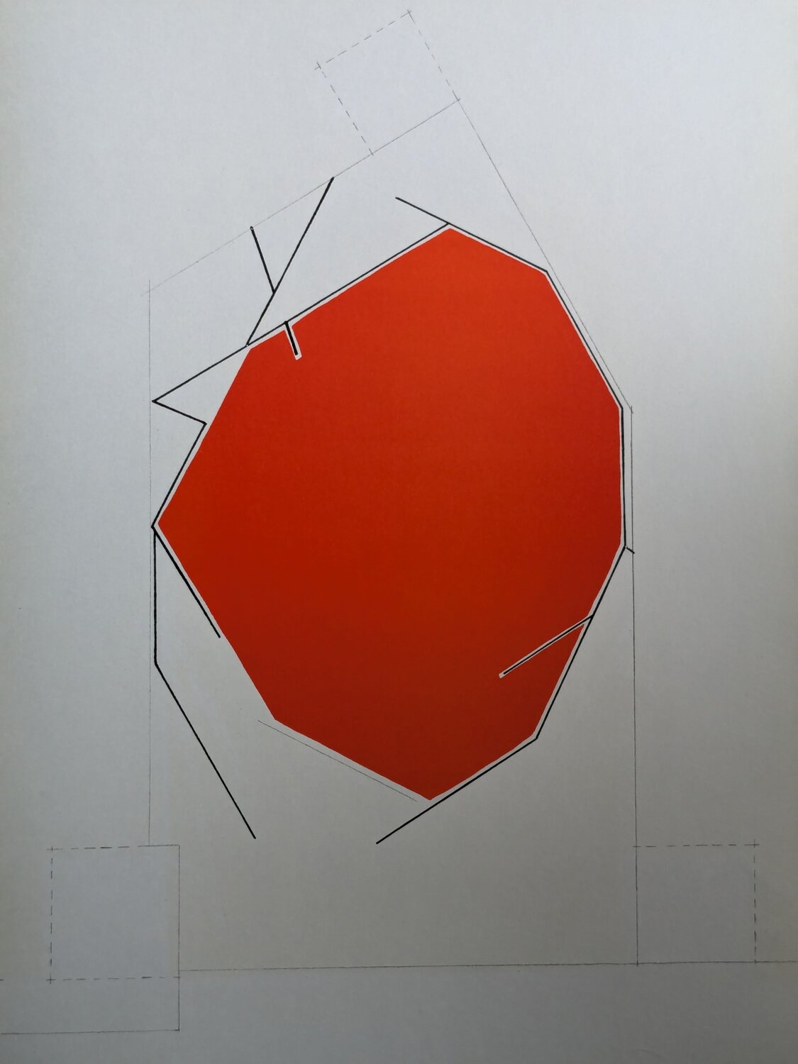 Abstraction in Red and White II - Original Lithograph, 1970 Pablo Palazuelo Werk auf Papier zu verkaufen