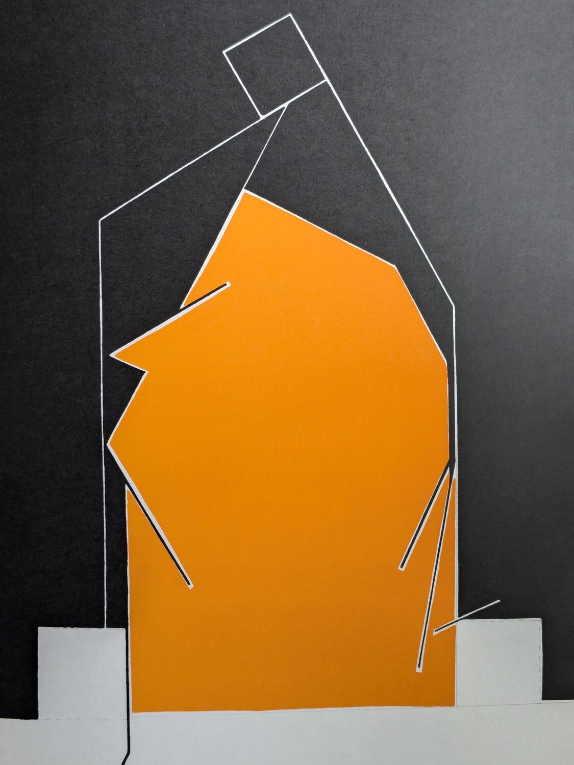 Abstraction in Orange and Black - Original Lithograph, 1970 Pablo Palazuelo Werk auf Papier zu verkaufen