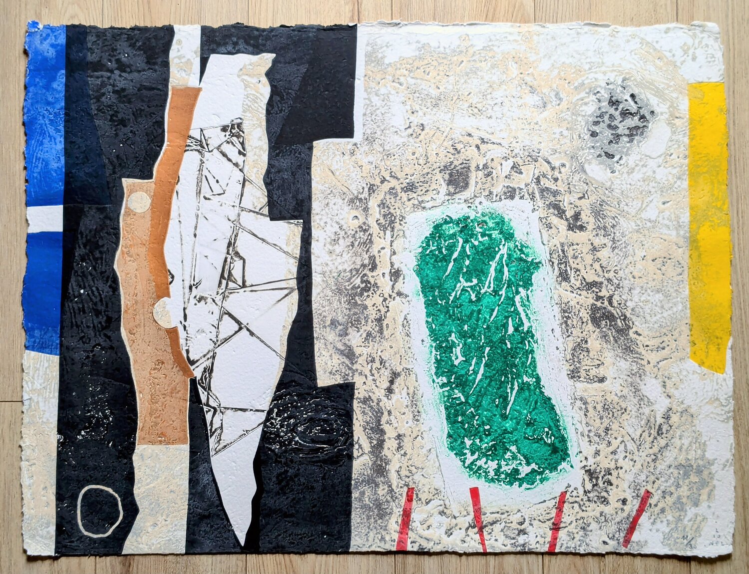Abstraction - Hand-Signed Engraving in Carborundum Lionel Perrotte Werk auf Papier zu verkaufen