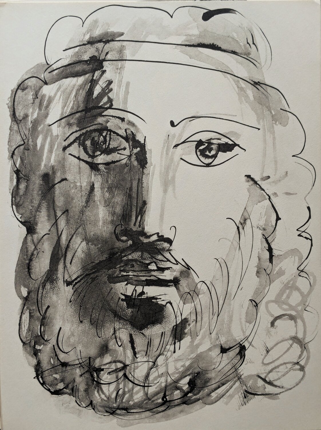 Bearded man - Limited edition original lithograph, 1957 Pablo Picasso Werk op papier te koop