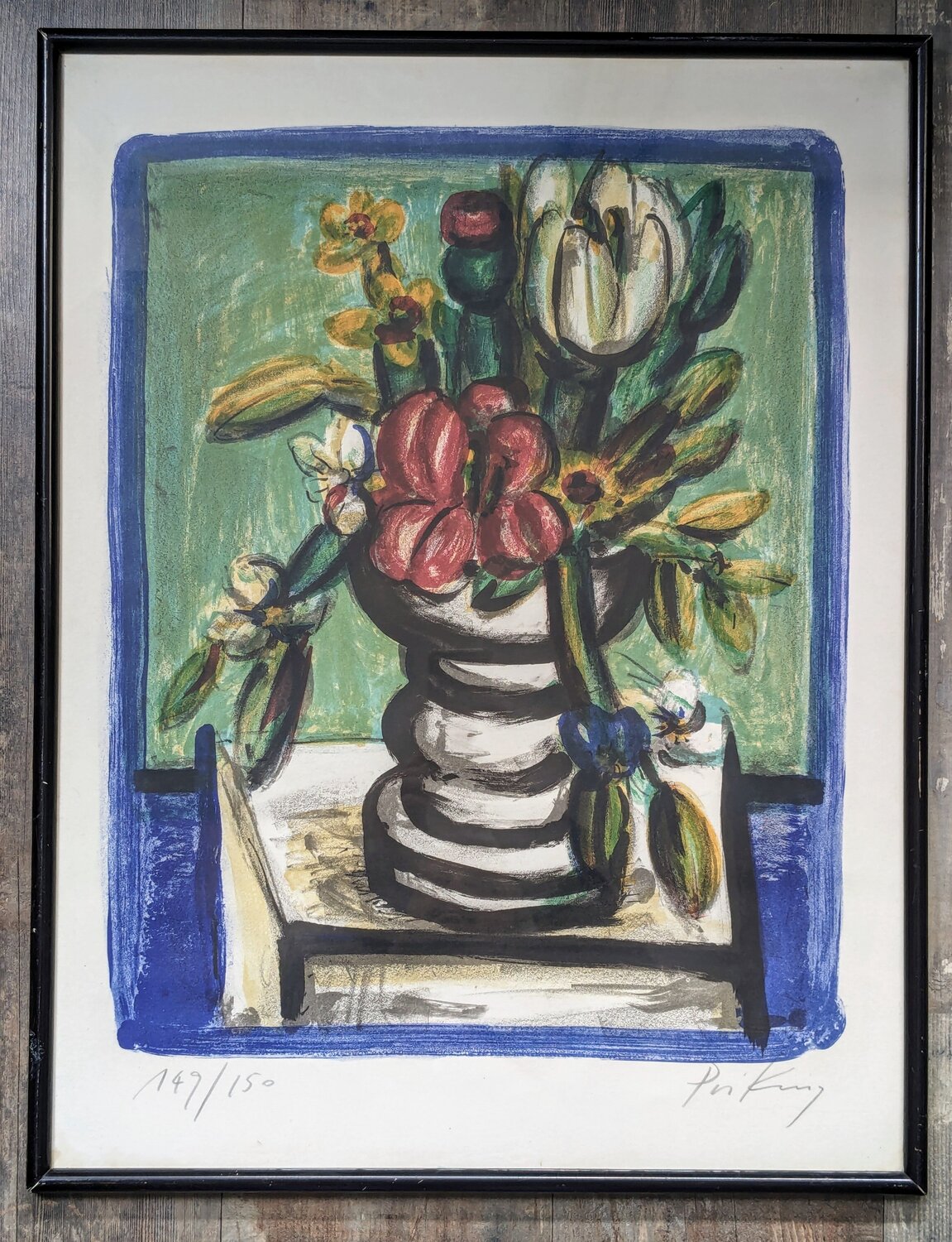 Flower Fantasy - Hand-Signed Color Lithograph, 1960's Franz Priking Werk auf Papier zu verkaufen
