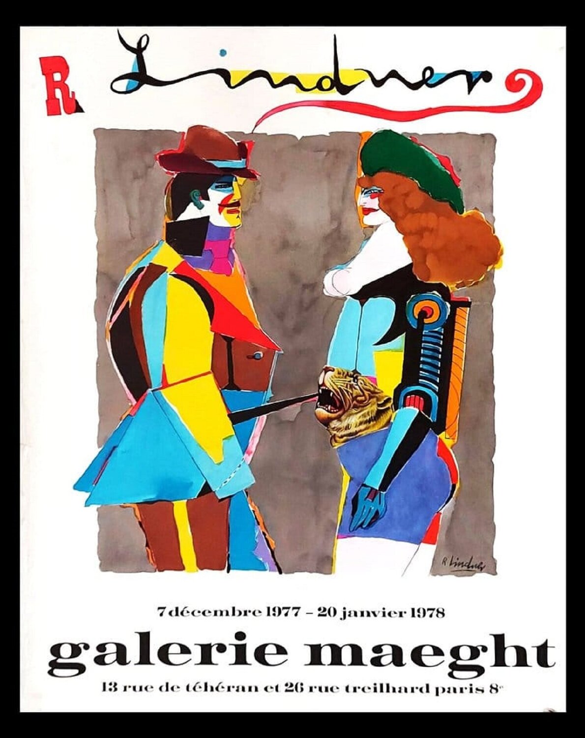 The Couple - Color lithographic poster, 1978 Richard Lindner