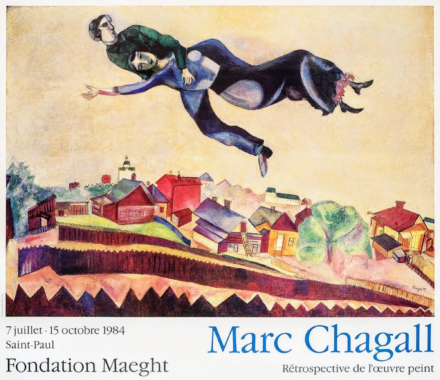 Above the city-Vintage poster in offset litograph, 1984 by Marc