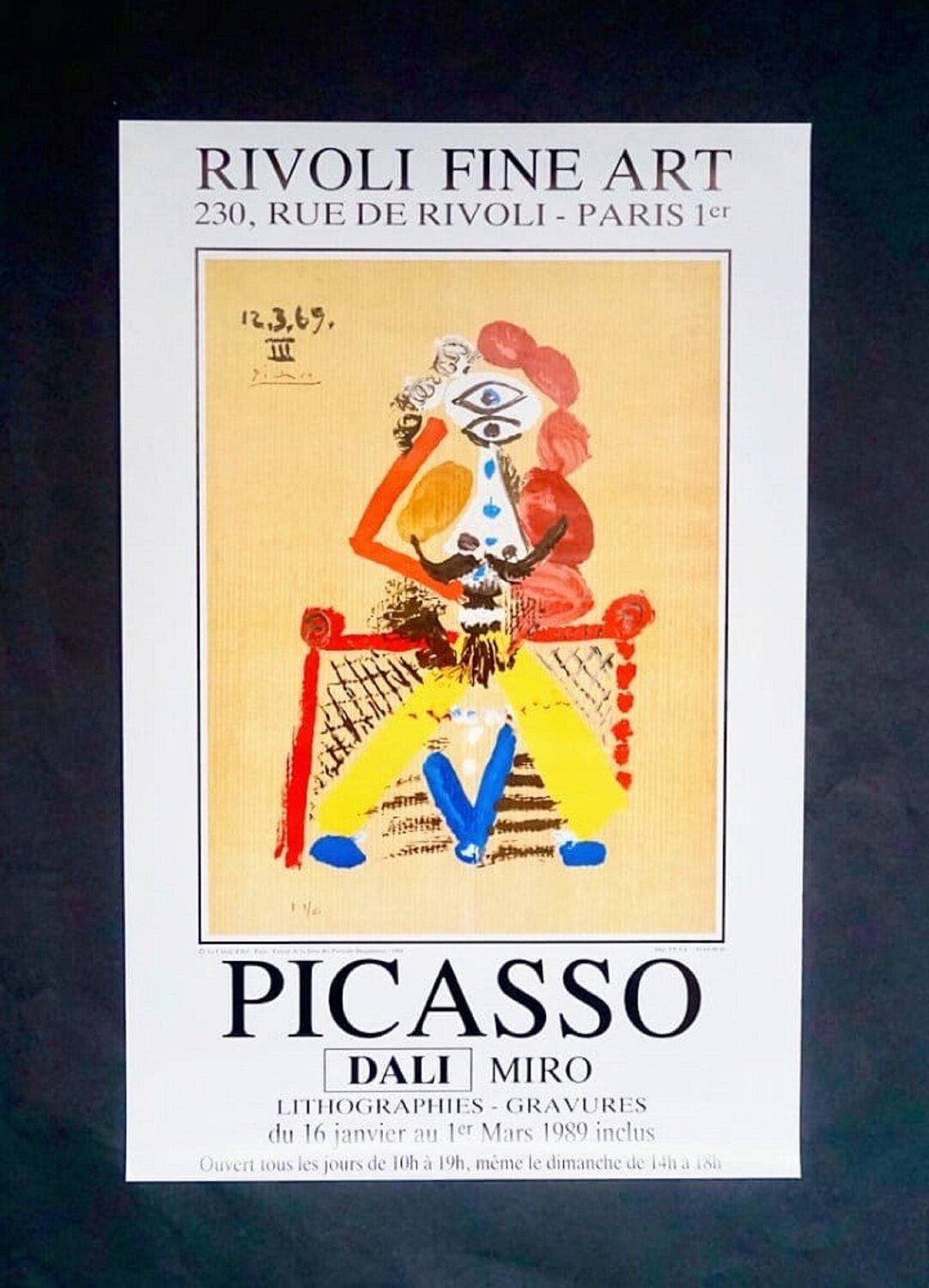 Rare original lithographi,c poster in colors, 1989 Pablo Picasso Werk auf Papier zu verkaufen