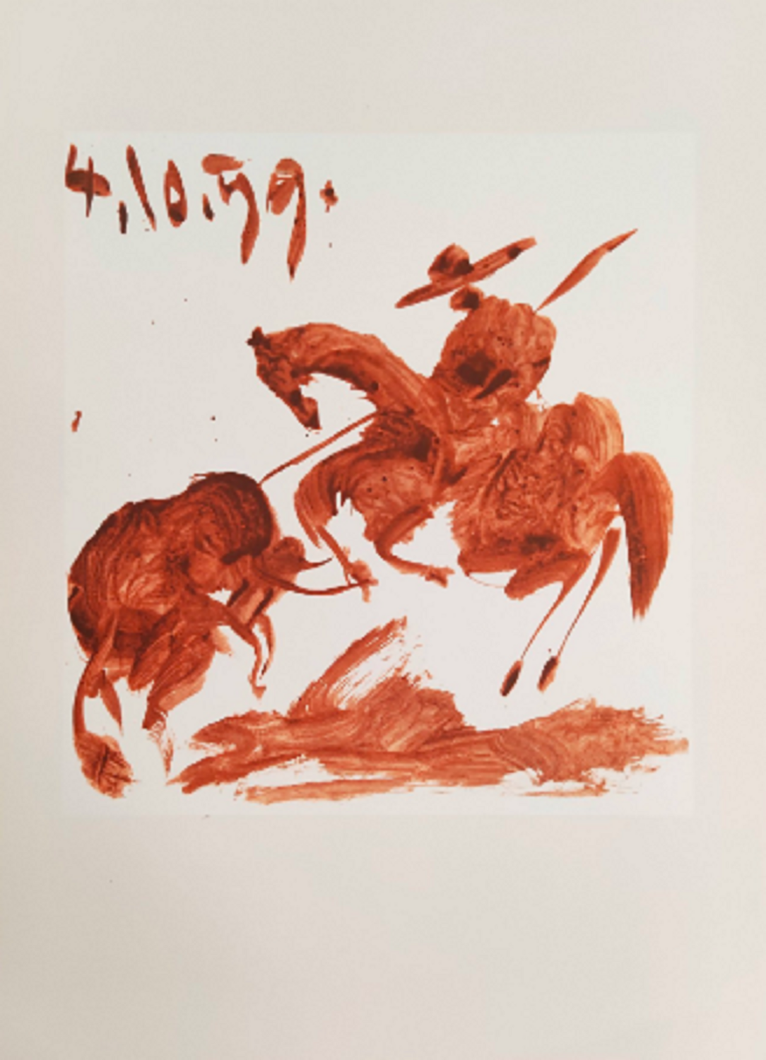 Picador and Bull, Color Lithographic impression, 1961 Pablo Picasso Werk auf Papier zu verkaufen