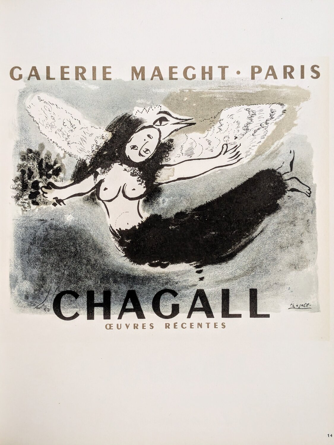 Woman with bird- Color lithograph, 1959 Marc Chagall Werk auf Papier zu verkaufen
