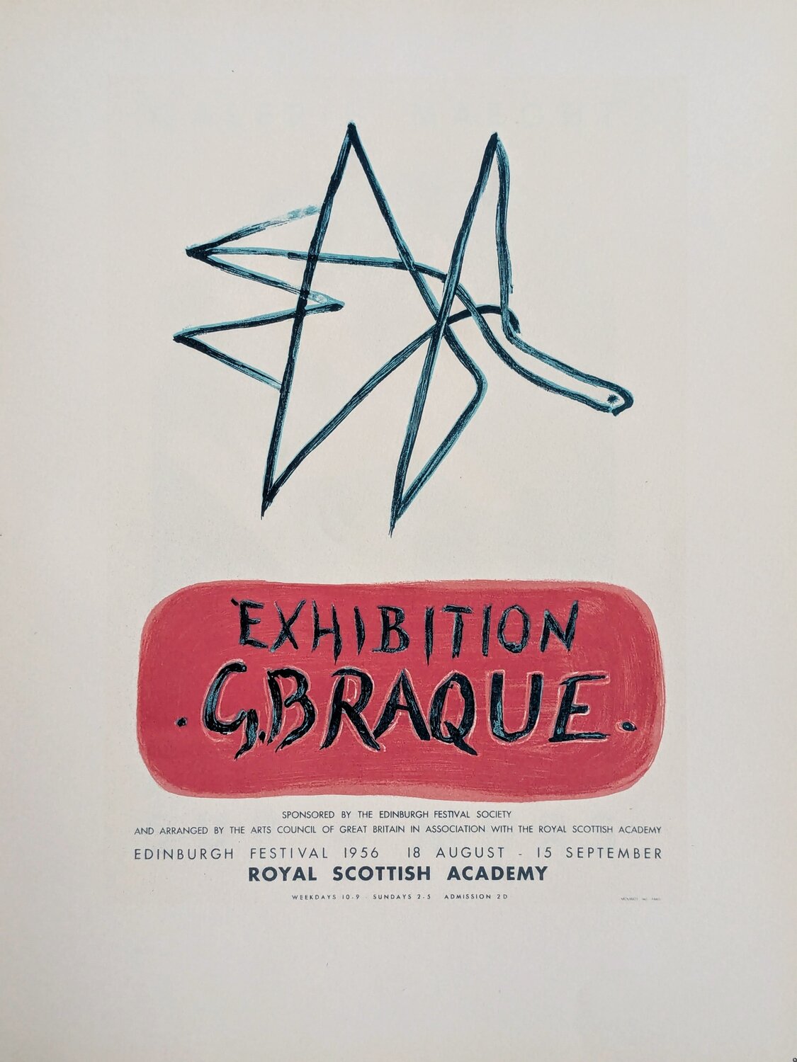 Bird / Edinburgh exhibition- Color lithograph, 1959 Georges Braque