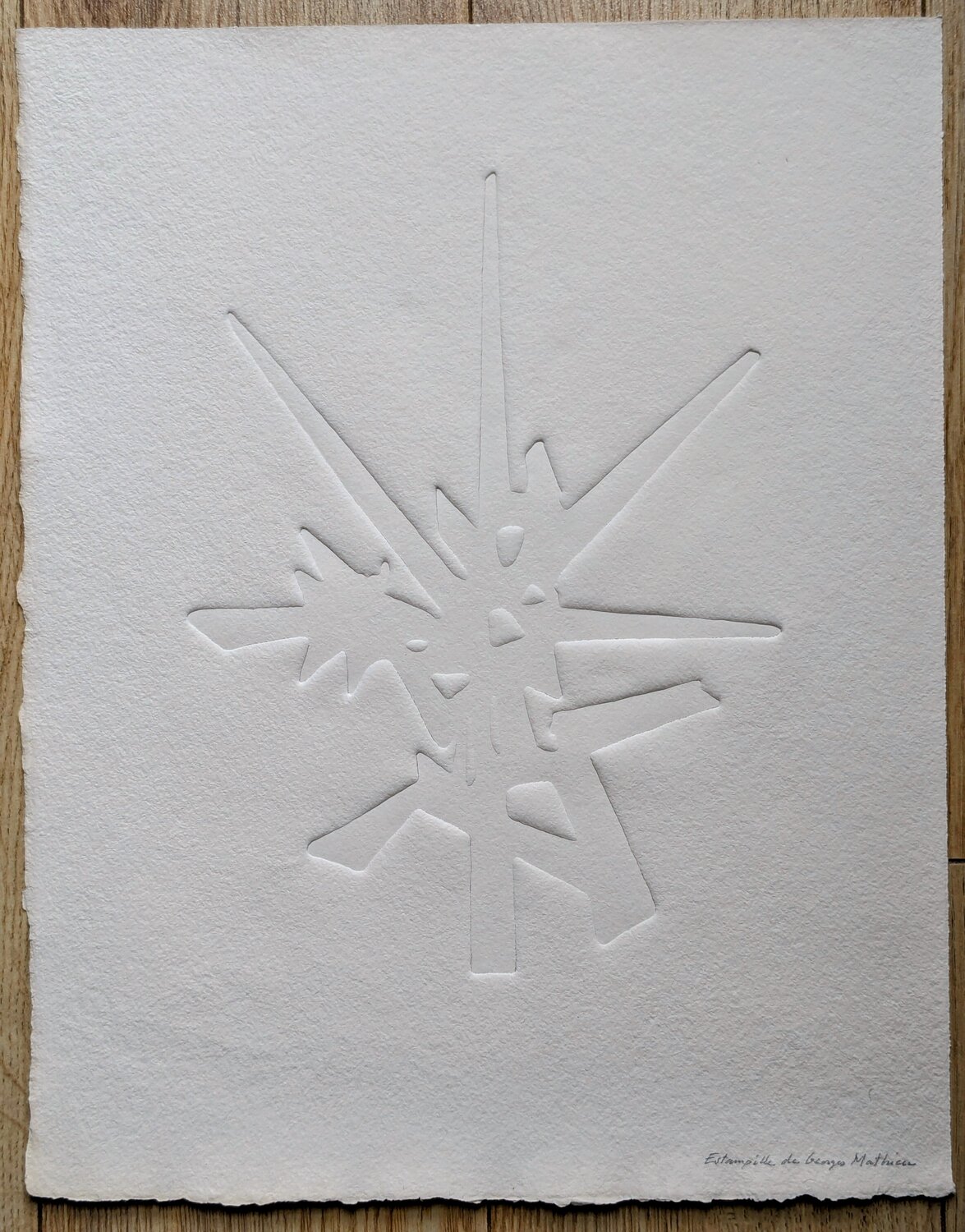 Abstraction VI - Relief on paper / Gauffrage, 1980's Georges Mathieu