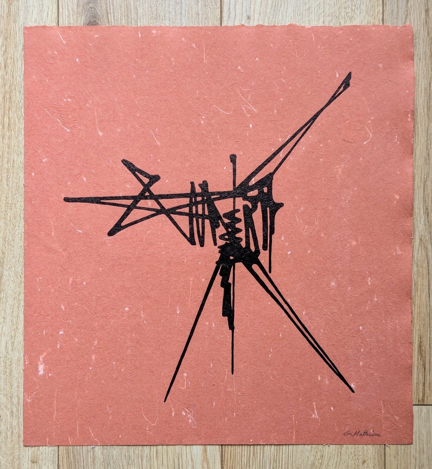 Hand-signed lithograph in color-Abstraction I - 1980's Georges Mathieu