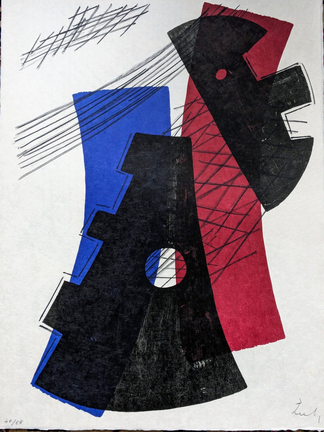 Abstract Geometric Composition I - Original lithograph in colors, 1970 Berto Lardera