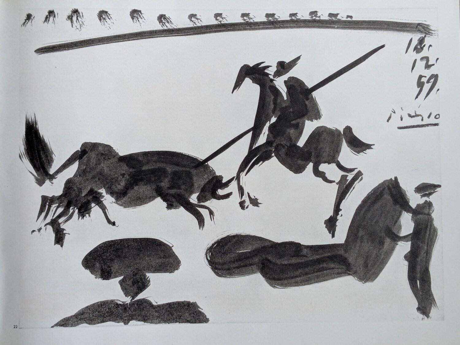 Corrida Scene, 1961 - Signed Graphic on paper - Beautiful Double-Sided Art impression Pablo Picasso Druck zu verkaufen