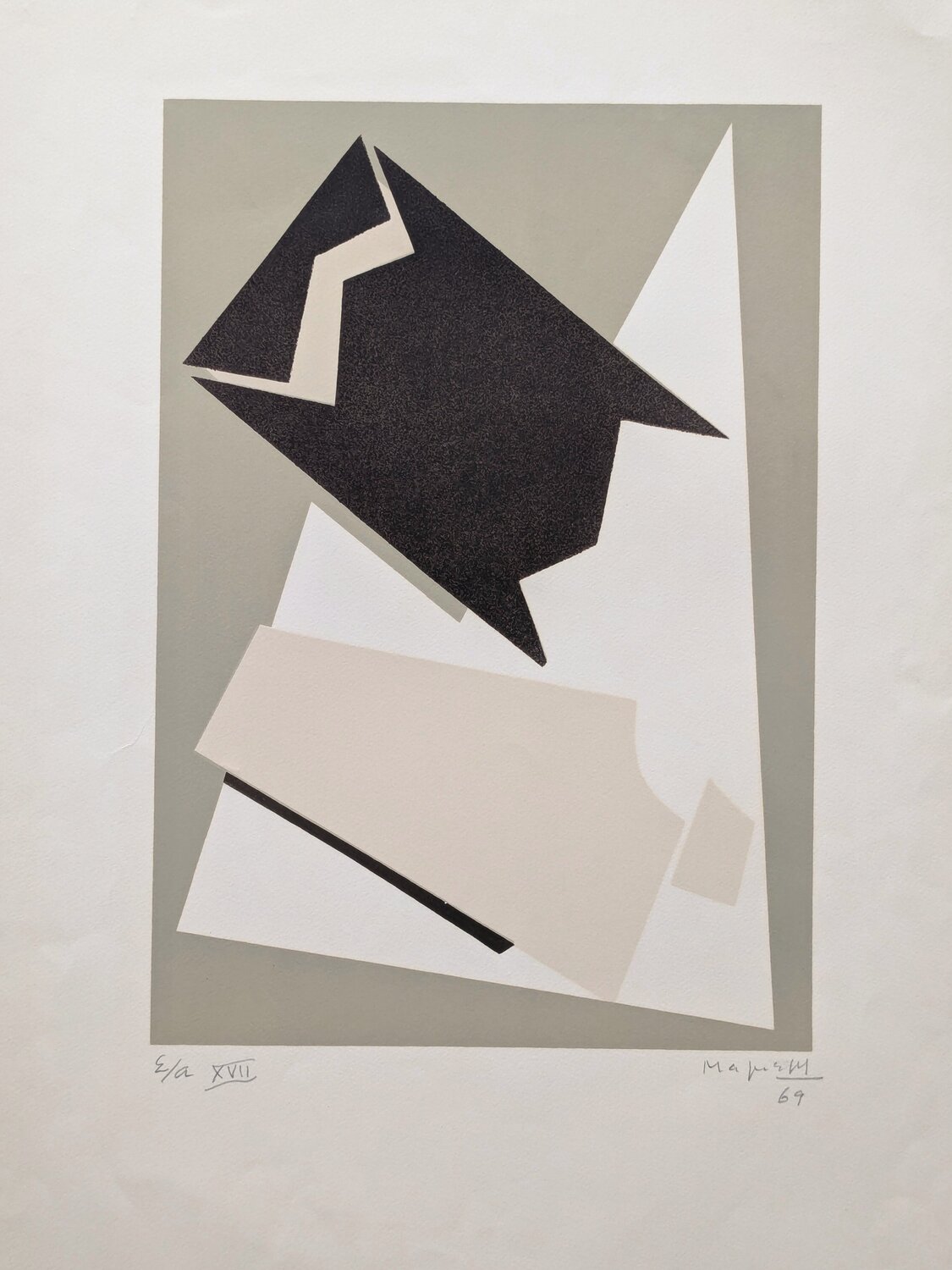 Abstract Composition - Hand-Signed Lithograph in colors, 1969 Alberto Magnelli Werk auf Papier zu verkaufen