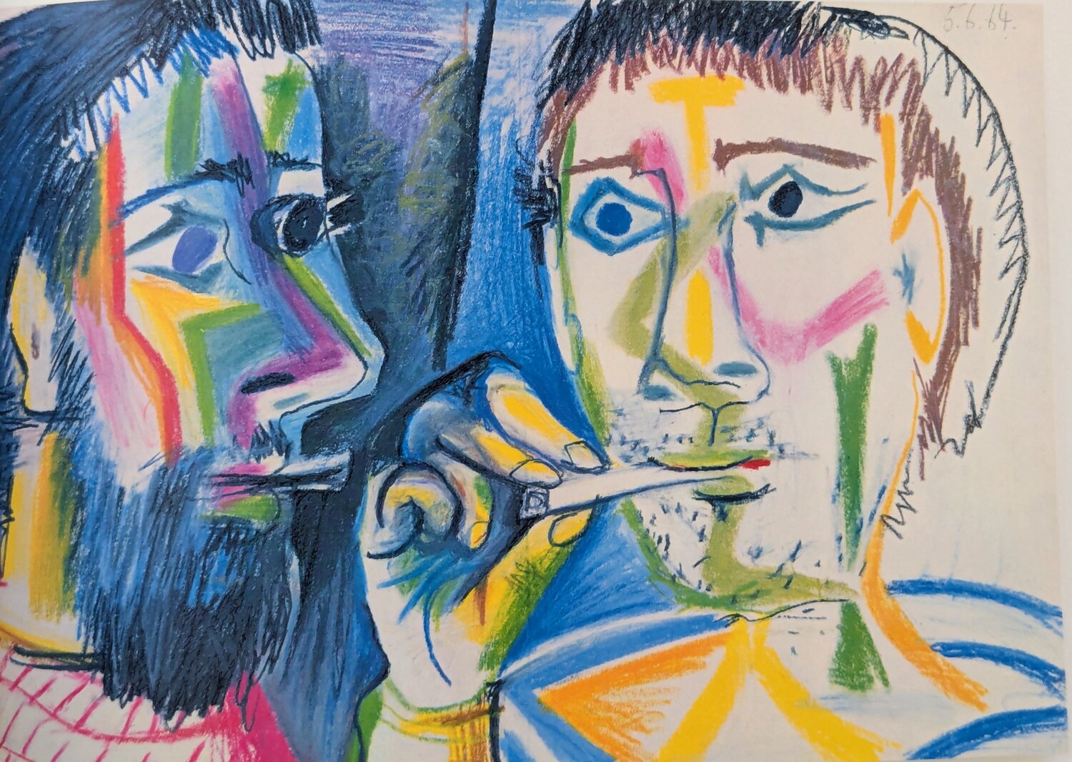 The Smokers - Color Art print, 1966 Pablo Picasso Druck zu verkaufen