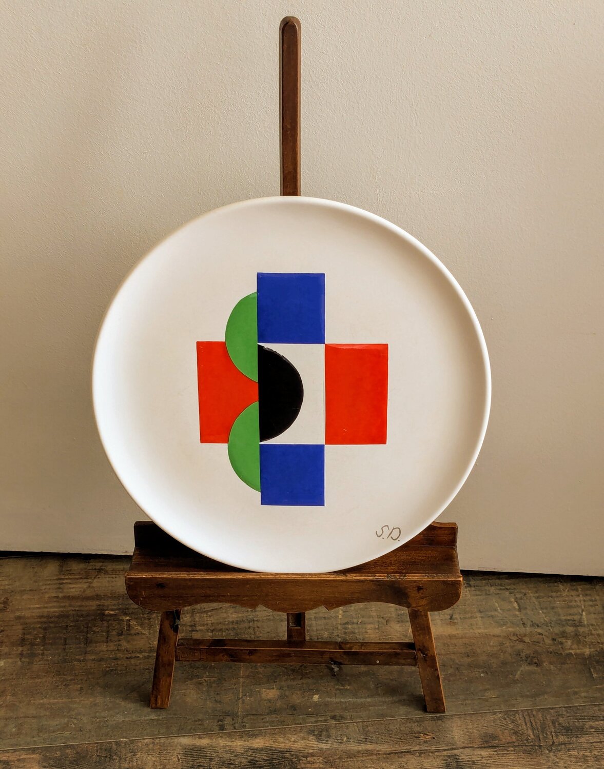 Signed Ceramic Enameled Plate, 1985 - Abstraction in Colors Sonia Delaunay Andere Medien zu verkaufen